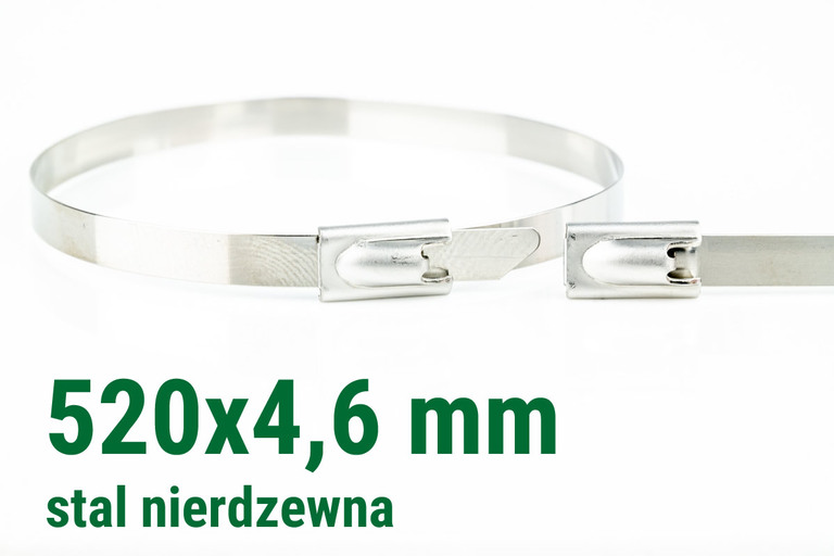 Opaska zaciskowa stal nierdzewna 520 x 4,6 mm 100szt, (1) - Opaski montażowe ze stali nierdzewnej