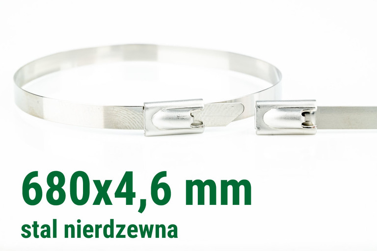 Opaska zaciskowa stal nierdzewna 680 x 4,6 mm 100szt, (1) - Opaski montażowe ze stali nierdzewnej