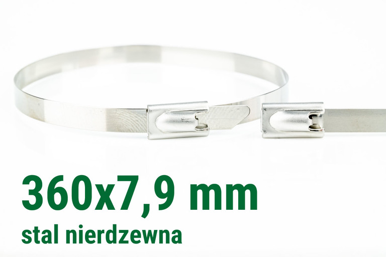 Opaska zaciskowa stal nierdzewna 360 x 7,9 mm 100szt, (1) - Opaski montażowe ze stali nierdzewnej